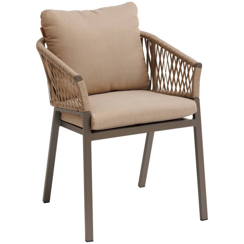 Lot de 2 fauteuils de jardin Oriengo miel & praline en aluminium et mailles tressées - Hespéride - Miel / praline