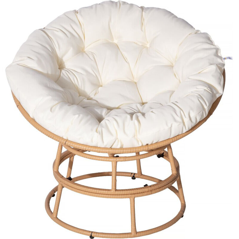 Fauteuil papasan intérieur/extérieur style loveuse "Bali" - Ø91cm - Beige