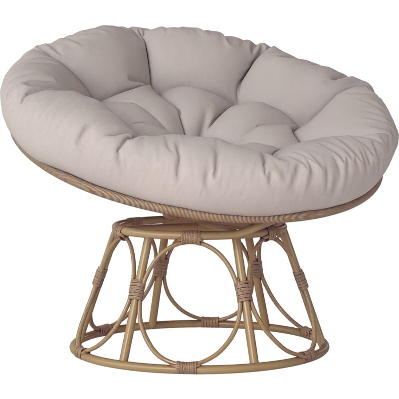 Outsunny - Fauteuil papasan pivotant avec coussin grand confort dia. 100 cm gris clair