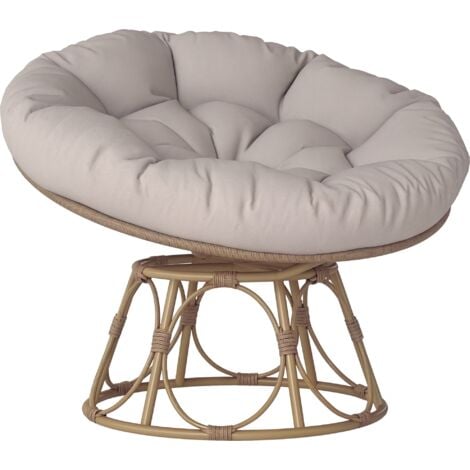 Fauteuil papasan pivotant avec coussin grand confort dia. 100 cm gris clair