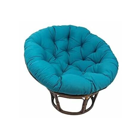 Fauteuil Papasan Rotin Naturel différent Coloris (Rotin Foncé, Coussin Bleu)