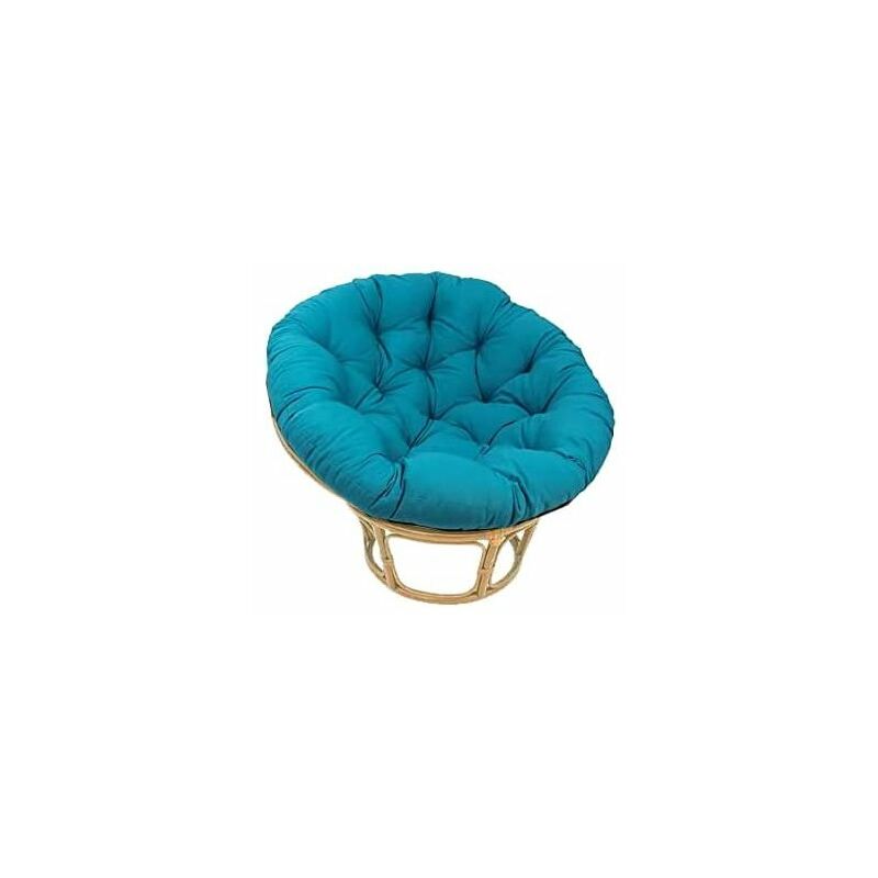 Fauteuil Papasan Rotin Naturel différent Coloris (Rotin Clair, Coussin Bleu)
