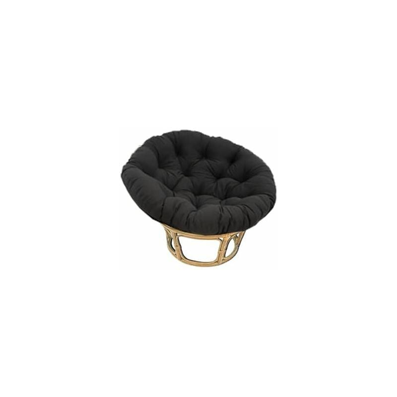 QEM - Fauteuil Papasan Rotin Naturel différent Coloris (Rotin Clair, Coussin Noir)