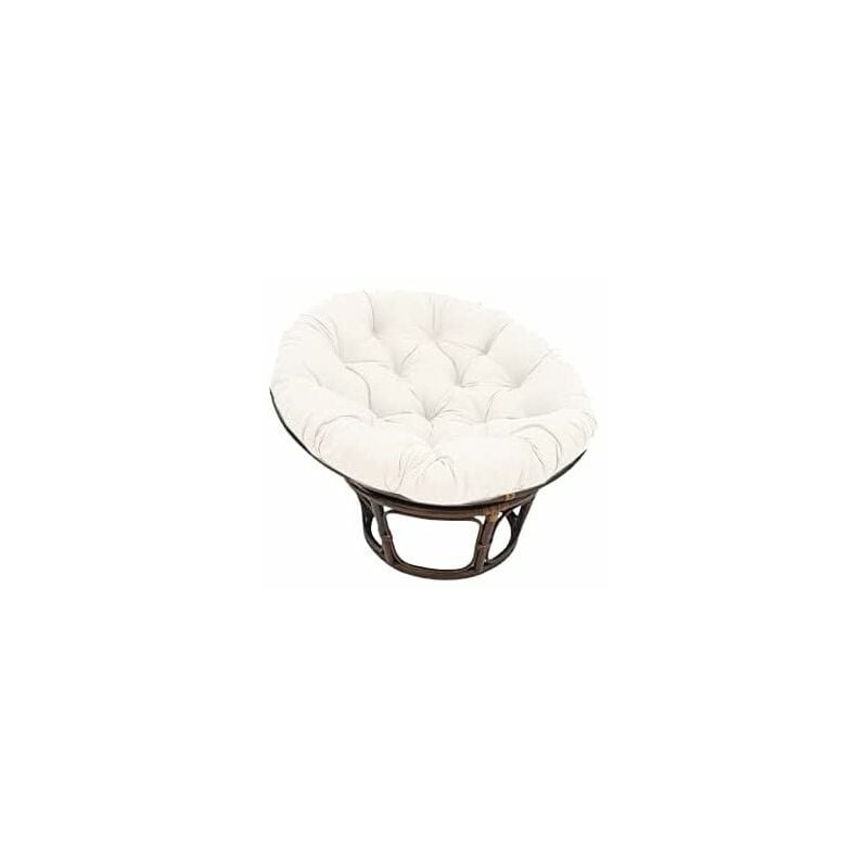 QEM - Fauteuil Papasan Rotin Naturel différent Coloris (Rotin foncé, Coussin Blanc Standard)