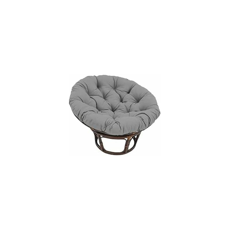 QEM - Fauteuil Papasan Rotin Naturel différent Coloris (Rotin Foncé, Coussin Gris Clair)