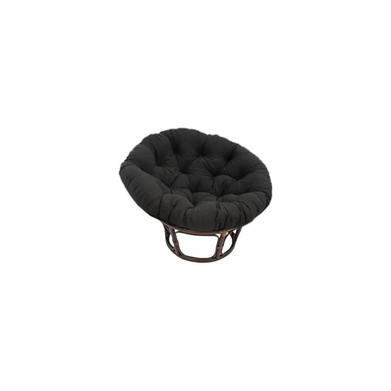 QEM - Fauteuil Papasan Rotin Naturel différent Coloris (Rotin Foncé, Coussin Noir)