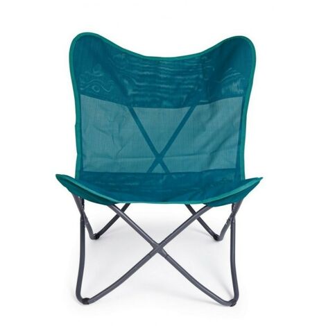 Fauteuil papillon 77,5x81x89 cm en acier et textilène bleu canard - BASTI