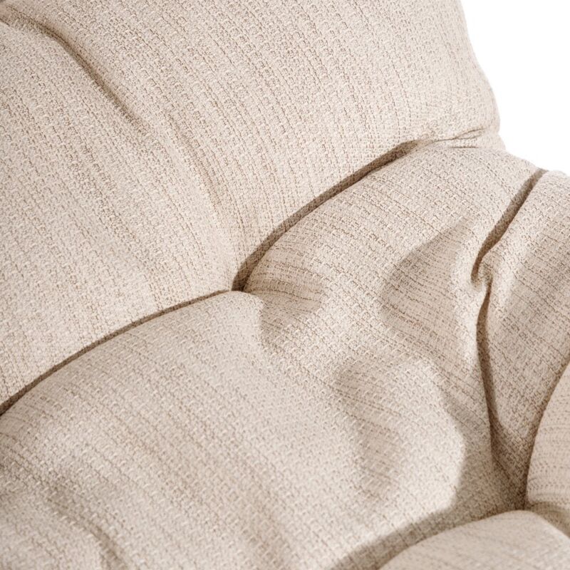 Lola Home - Fauteuil papillon beige exotique coussin métal, fibre naturelle 87x76x76 cm