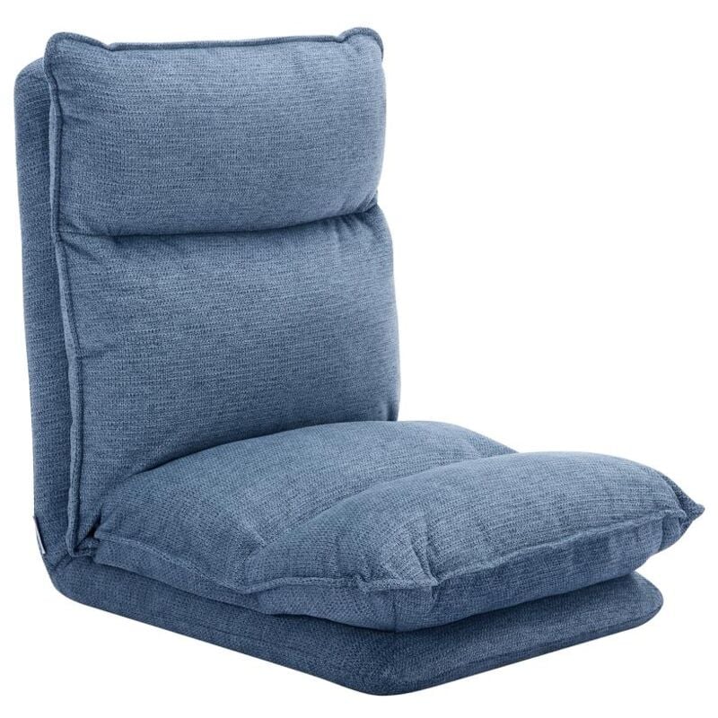 Vente-unique - Fauteuil paresseux convertible réglable en tissu chiné bleu murtera