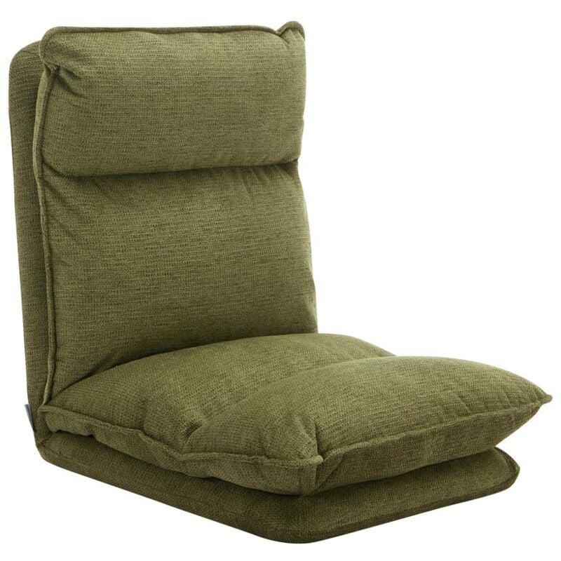 Vente-unique - Fauteuil paresseux convertible réglable en tissu chiné vert murtera