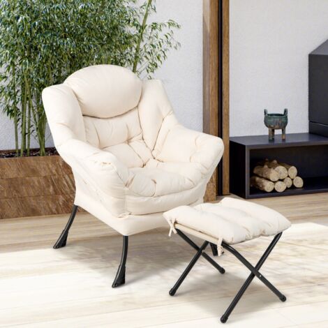 Fauteuil paresseux moderne avec ottoman pour lecture oreiller accoudoirs beige CW7463 DESIGN IN