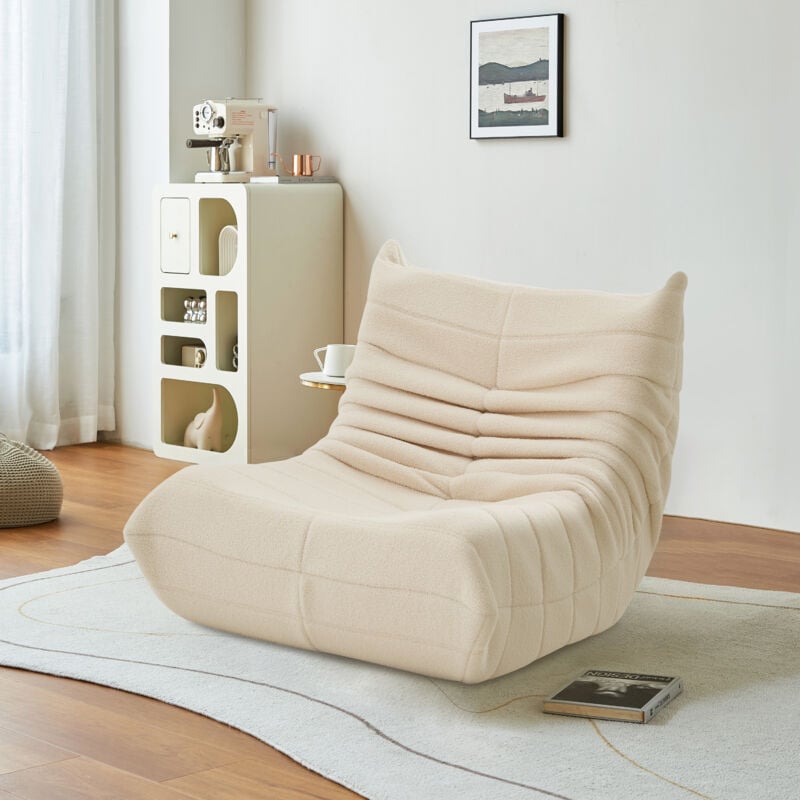 Fauteuil Paresseux pour salon, chambre à coucher, canapé simple, en mousse haute densité à rebond 40x28x28.3in Beige