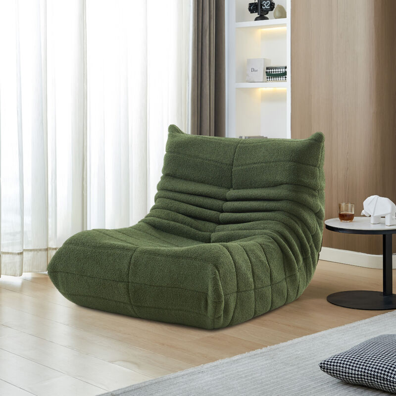 Fauteuil Paresseux pour salon, chambre à coucher, canapé simple, en mousse haute densité à rebond 40x28x28.3in vert