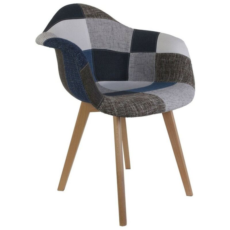 Fauteuil Patchwork bleu gris