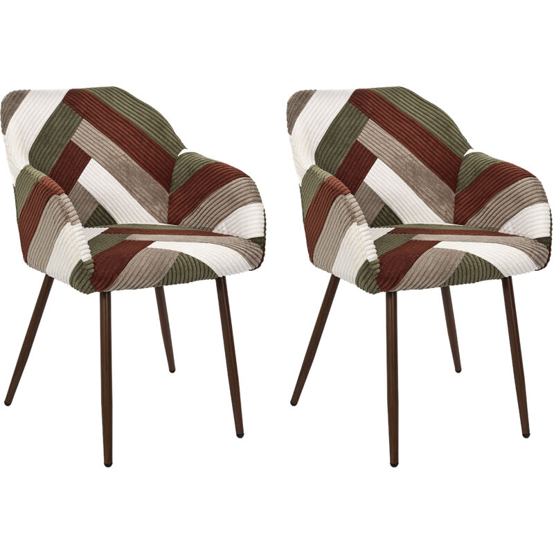 The Home Deco Factory – Fauteuil relax patchwork côtelé Scott – Lot de 2 – Assise large et pieds robustes pour confort – Touche déco unique et