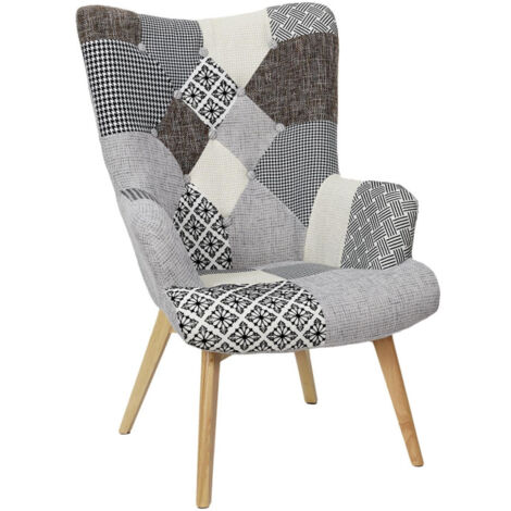 Fauteuil Patchwork Design "Helsinki" 100cm Gris