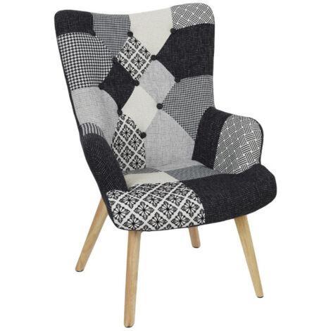 Fauteuil Patchwork "Helsinki" 71cm Noir