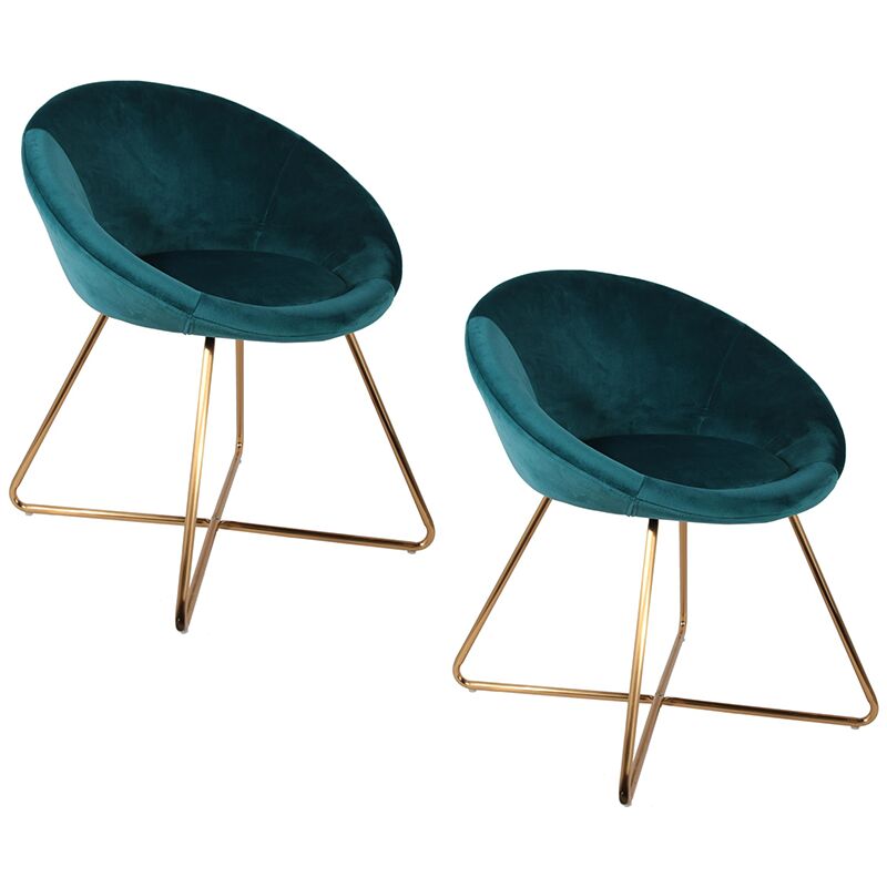 Ac-deco - Lot De 2 Fauteuils Velours Karl Bleu Home Deco Factory