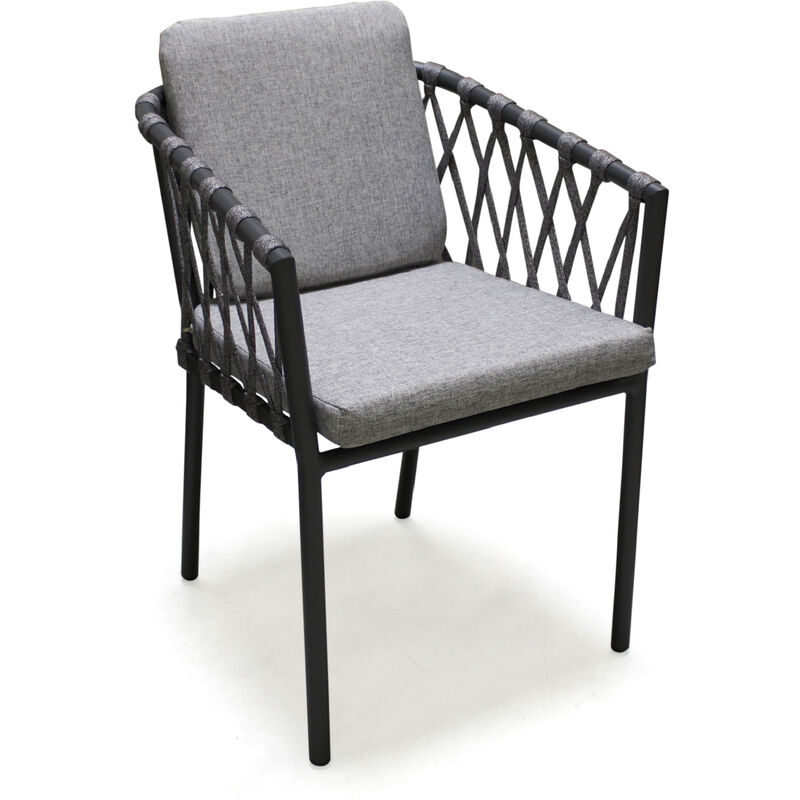 pilat - fauteuil en aluminium et corde gris anthracite paris garden gris anthracite
