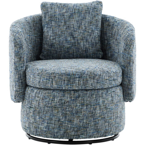 Fauteuil pivotant 360° avec rangement caché, coussin confortable, bleu