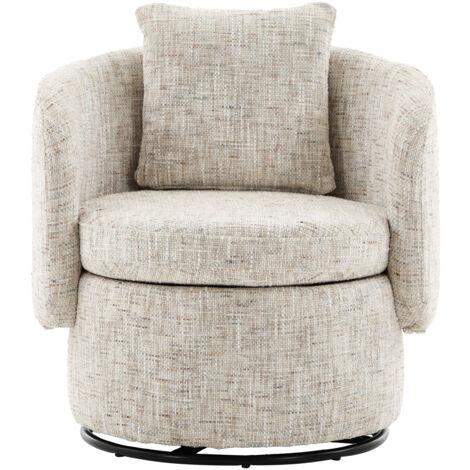 Fauteuil pivotant 360° avec rangement caché, coussin confortable, ivoire