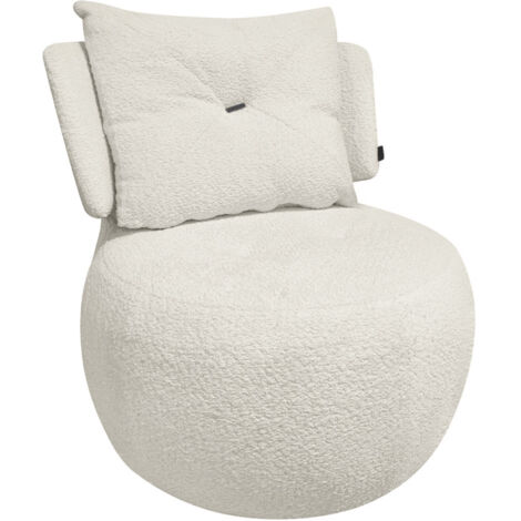 Fauteuil pivotant 360° en tissu beige avec coussin amovible - ERNESTO