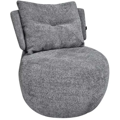 Fauteuil pivotant 360° en tissu gris avec coussin amovible - ERNESTO