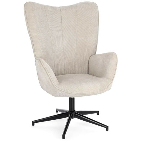 Fauteuil pivotant 69x72x106 cm en tissu beige - JOFFRY