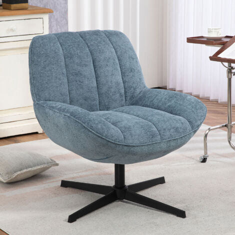 Fauteuil pivotant 73x75x79 cm en tissu bleu clair - VELTIS