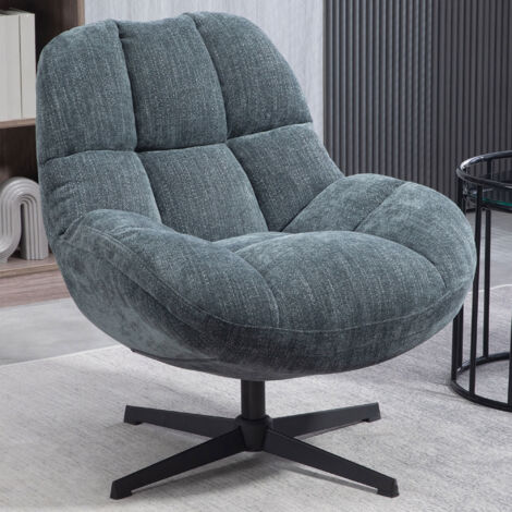 Fauteuil pivotant 75,5x82x86 cm en tissu bleu foncé - MOTTA