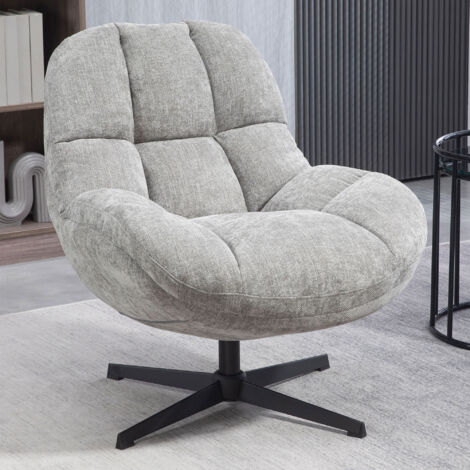 Fauteuil pivotant 75,5x82x86 cm en tissu gris clair - MOTTA