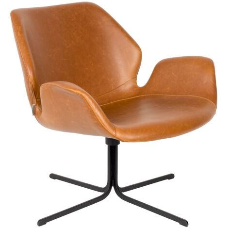 Fauteuil pivotant 75x79x78 cm en PU camel - NIKKI