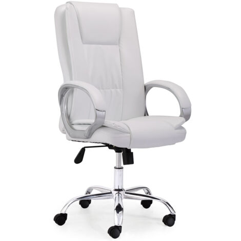 Fauteuil Pivotant Atlas Simili Cuir Blanc