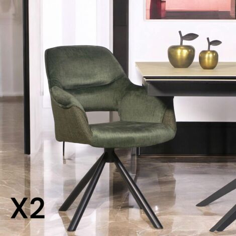 Fauteuil pivotant bi-matière, couleur verte (lot de 2) IENA