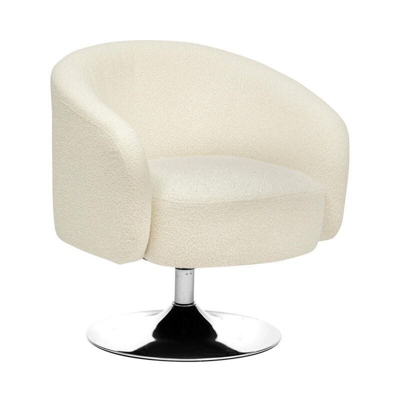 Fauteuil Pivotant Bouclette 'Edith' 73cm Blanc