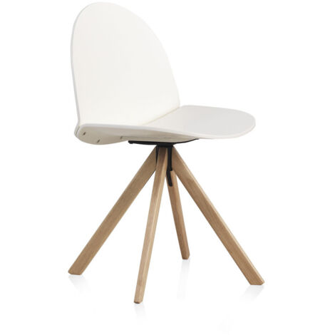 Fauteuil pivotant en bois laqué blanc, lot de 2