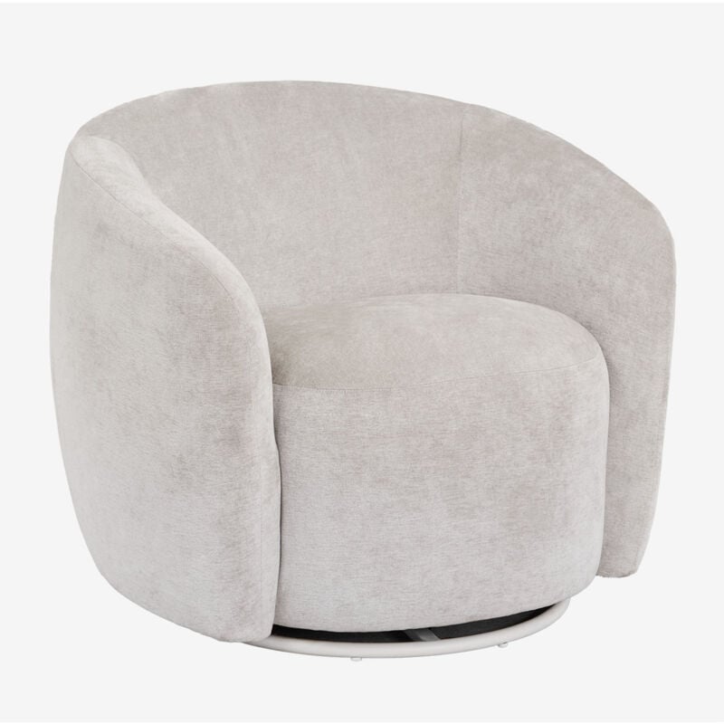 Sklum - Fauteuil pivotant en chenille Mieres Gris sable