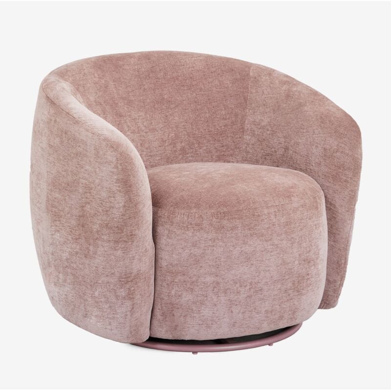 Fauteuil pivotant en chenille Mieres Sklum Rosé