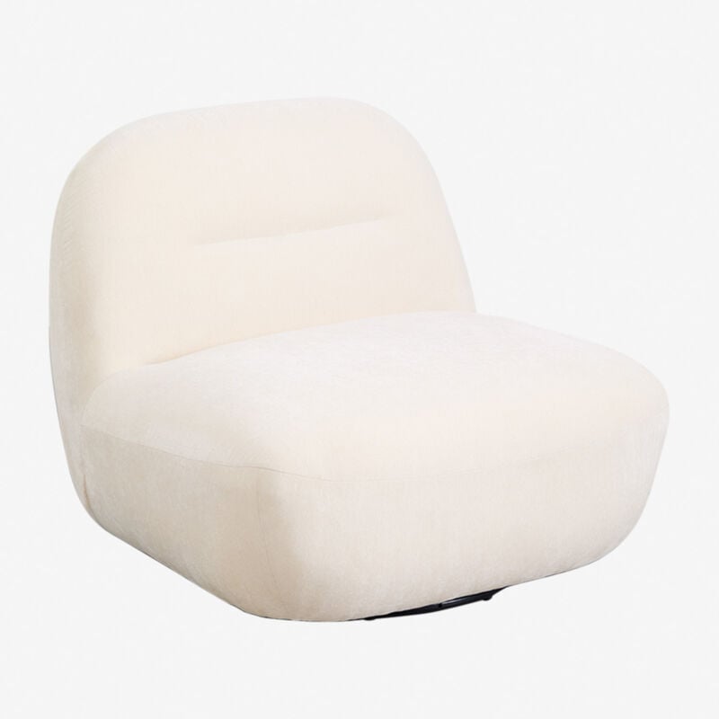 Sklum - Fauteuil pivotant en chenille Sernin Beige Crème