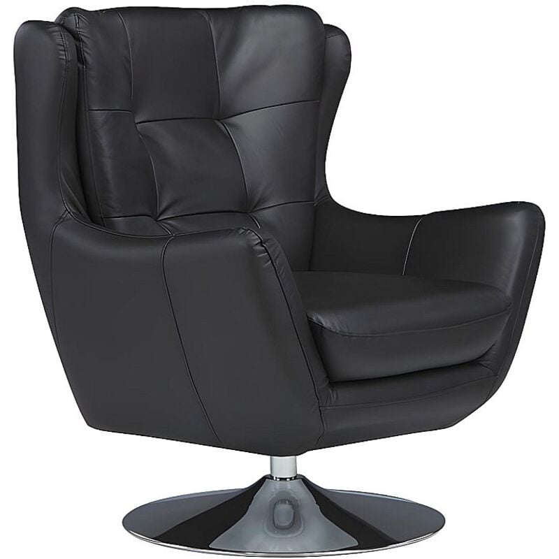 Vente-unique - Fauteuil pivotant en cuir anaba - Noir