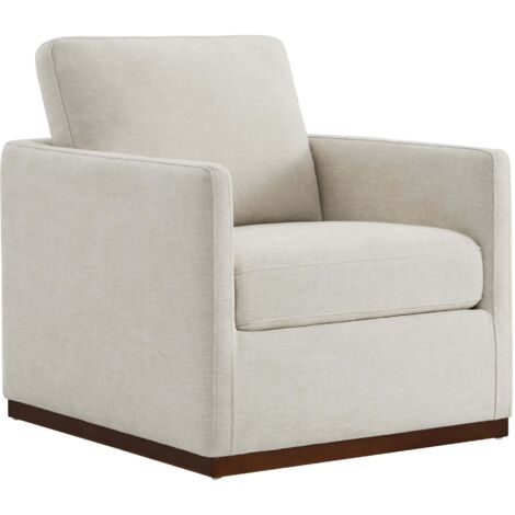 Fauteuil Pivotant En Cuir Véritable CHITA, Fauteuil Moderne Médiéval Certifié FSC Pour Salon Et Chambre, Entièrement Assemblé, Assise Sellier-Blanc