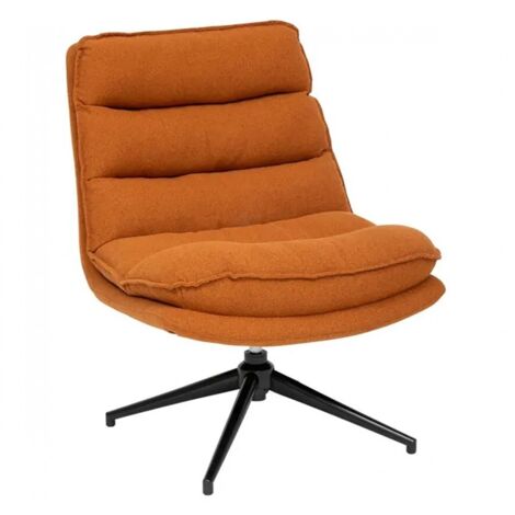 Fauteuil pivotant en polyster ambre avec des pieds en métal noir - Longueur 64 x Profondeur 74,5 x Hauteur 87 cm