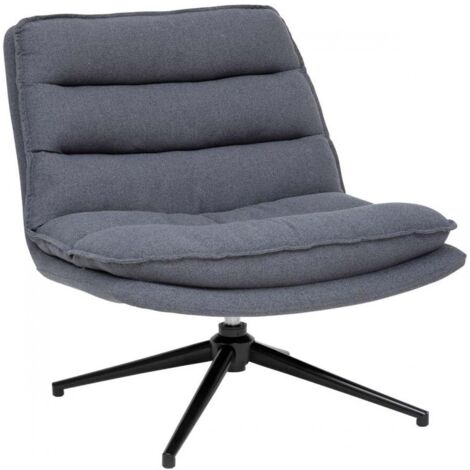 Fauteuil pivotant en polyster gris avec des pieds en métal noir- Longueur 64 x Profondeur 74,5 x Hauteur 87 cm