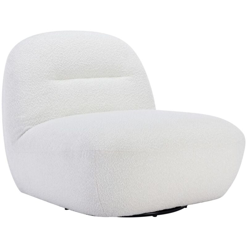 Vente-unique - Fauteuil pivotant en tissu bouclette blanc pozeti