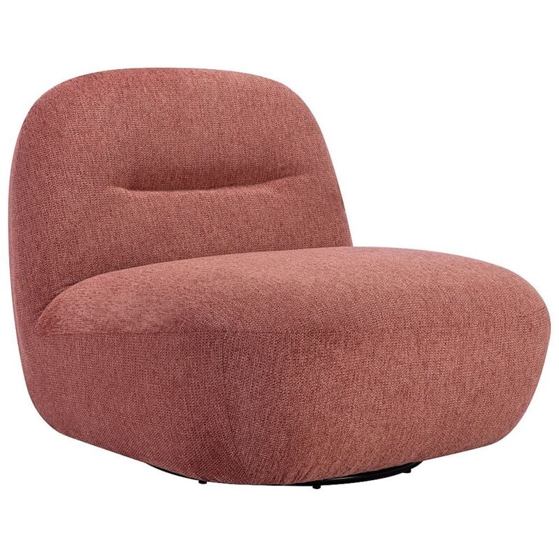 Vente-unique - Fauteuil pivotant en tissu texturé terracotta pozeti