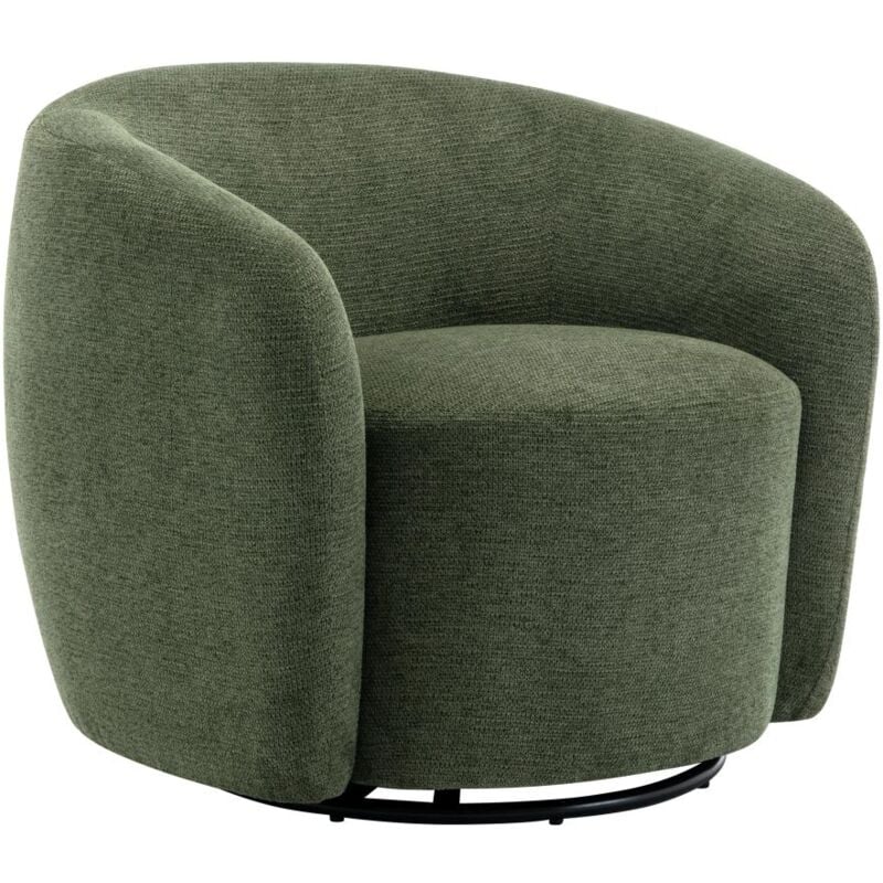 Vente-unique - Fauteuil pivotant en tissu texturé kaki vereide