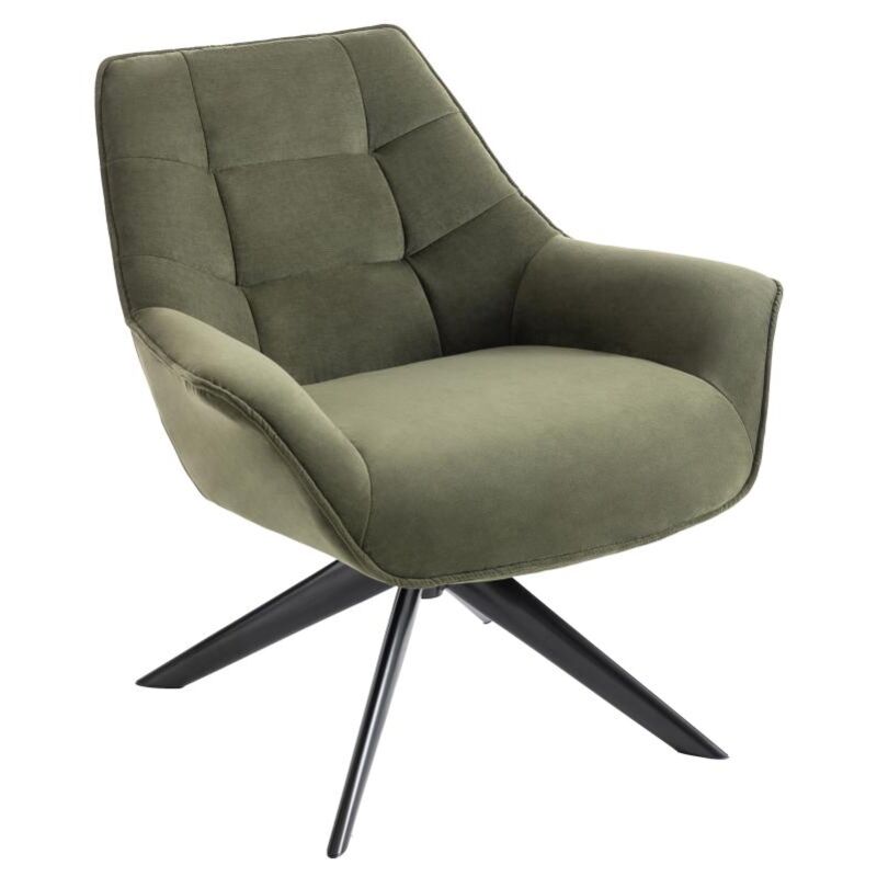 Vente-unique - Fauteuil pivotant en tissu kaki canato