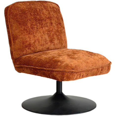 Fauteuil pivotant en velours côtelé pied tulipe - Marron - Parbo