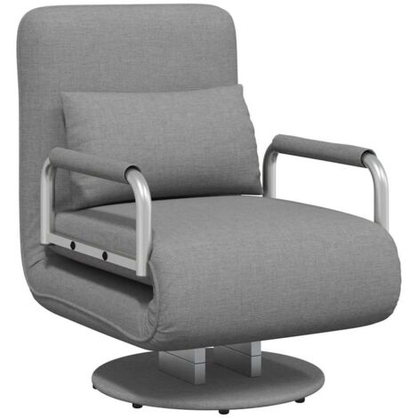 Fauteuil pivotant et canapé-lit  Chaise pivotant pour Chambre Salon Bureau Gris clair Tissu XZZ3209