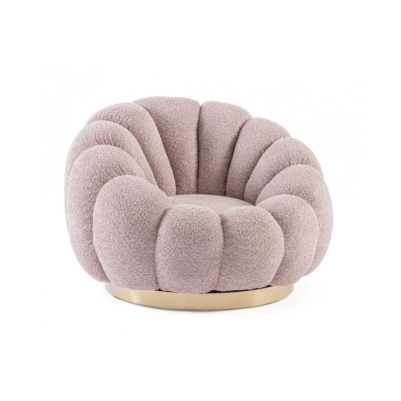 Iperbriko - Fauteuil pivotant florel rose antique 86x62x72